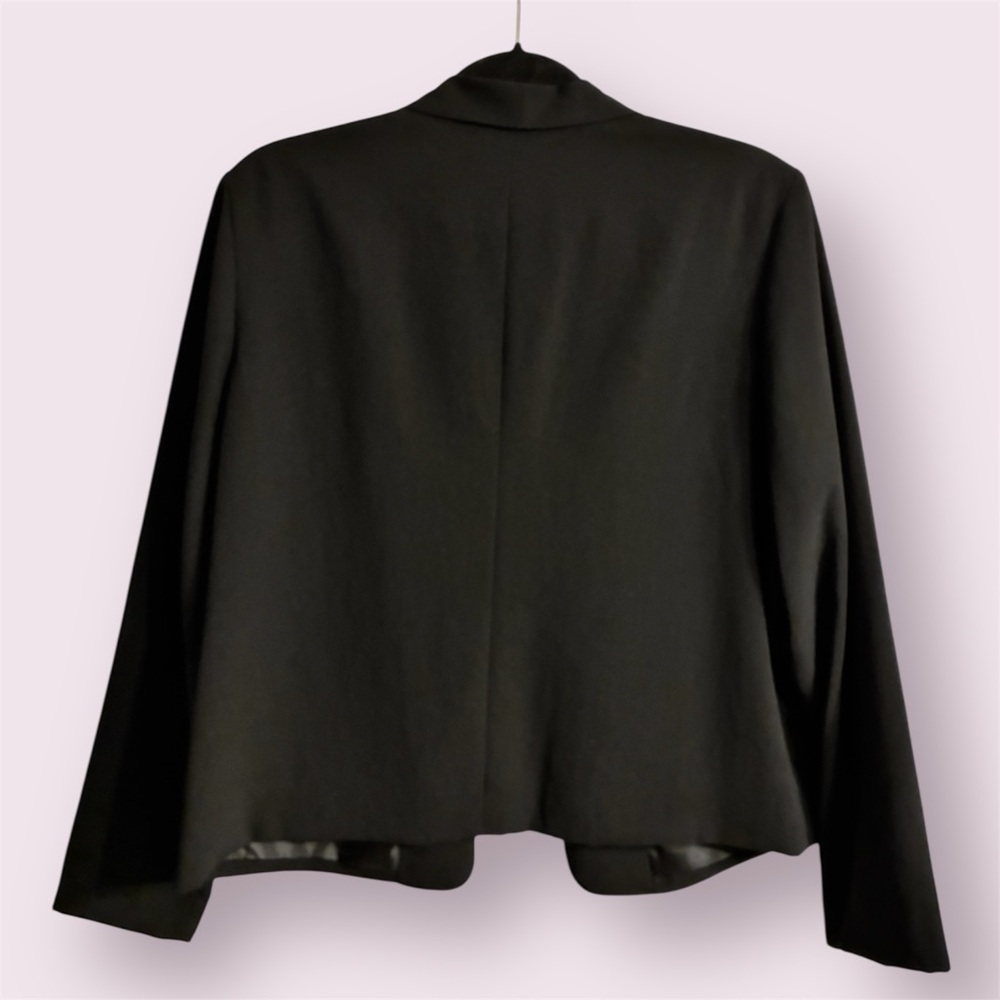 Decree Black Open Front Blazer Jacket XL New With Tags Fully Lined Faux Pockets - Picture 2 of 9